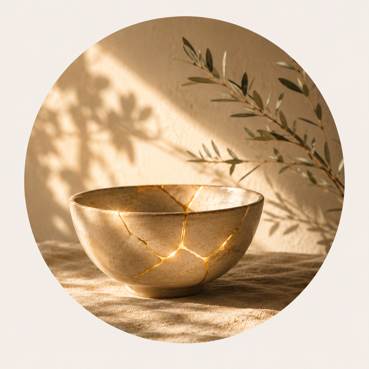 Cerámica kintsugi reparada con oro